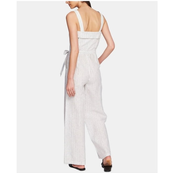 1. STATE Womens White Pocketed Button-front Striped Square Neck Wide Leg Size 6 - Picture 2 of 2